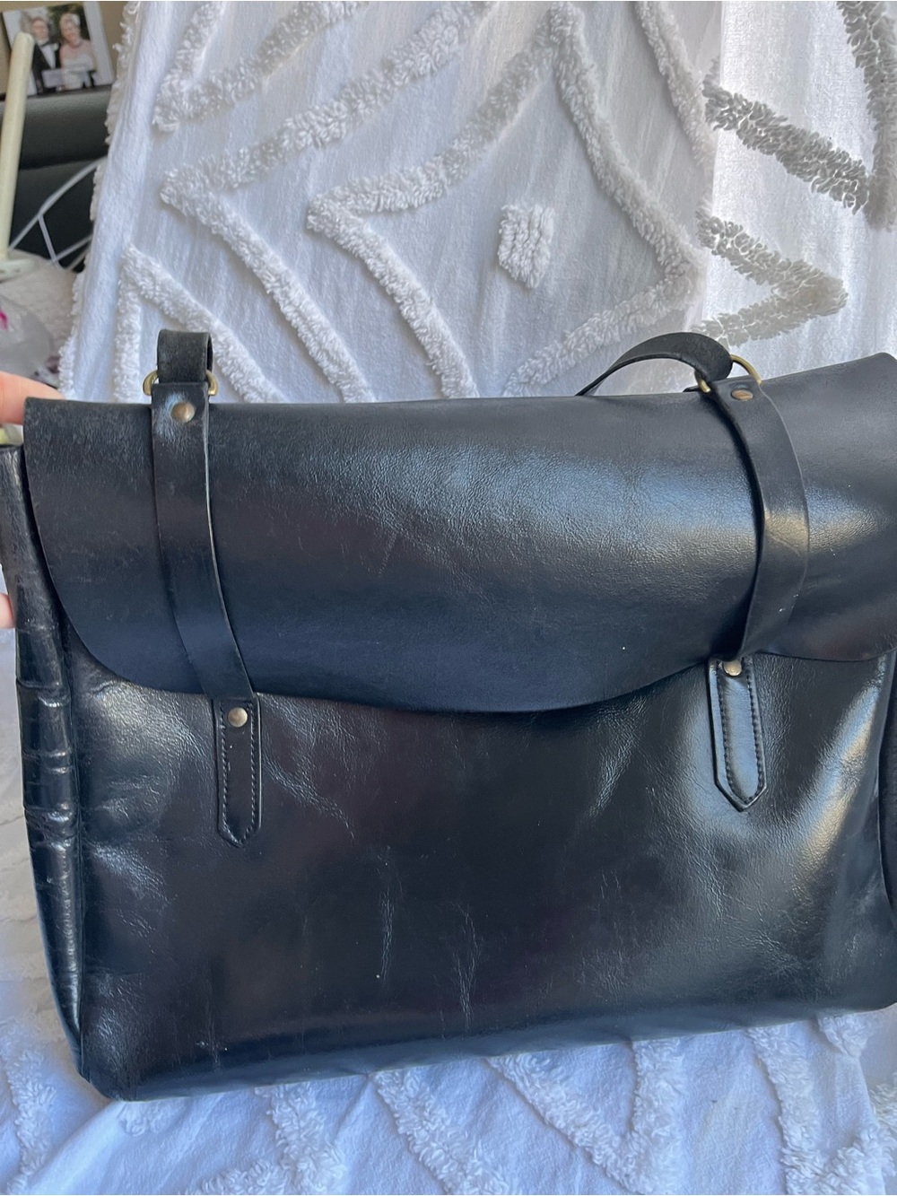 Black Leather Satchel or Messenger Bag